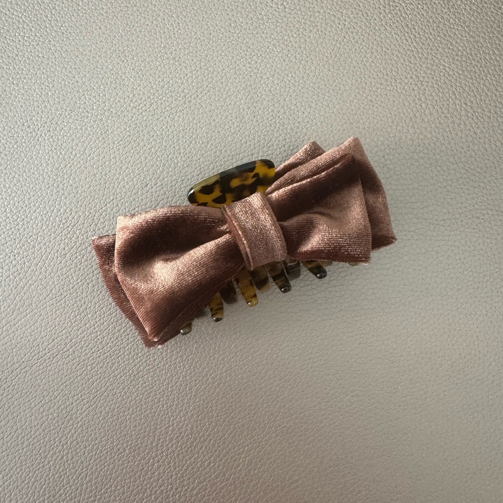Brown Velvet with Tortoise Shell hair clip (large)